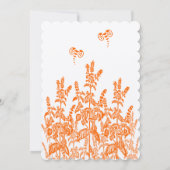 Oranje wilde bloemen en bijenbruiloft kaart (Achterkant)