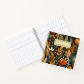 Oranje wilde bloemen en gouden vogels in de modern notitieboek (Binnen)