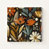 Oranje wilde bloemen en gouden vogels in de volksb notitieboek (Achterkant)