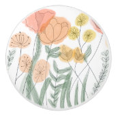 Oranje wilde bloemen keramische knop (Voorkant)