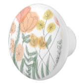 Oranje wilde bloemen keramische knop (Rechts)