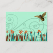 Oranje wilde bloemen met bijen visitekaartje (Achterkant)