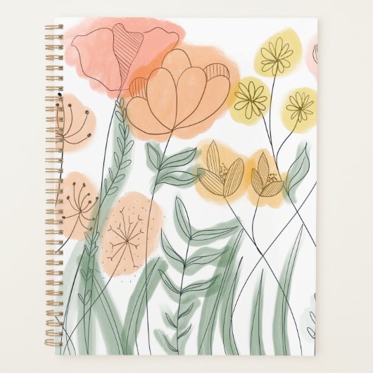 Oranje wilde bloemen planner (Voorkant)
