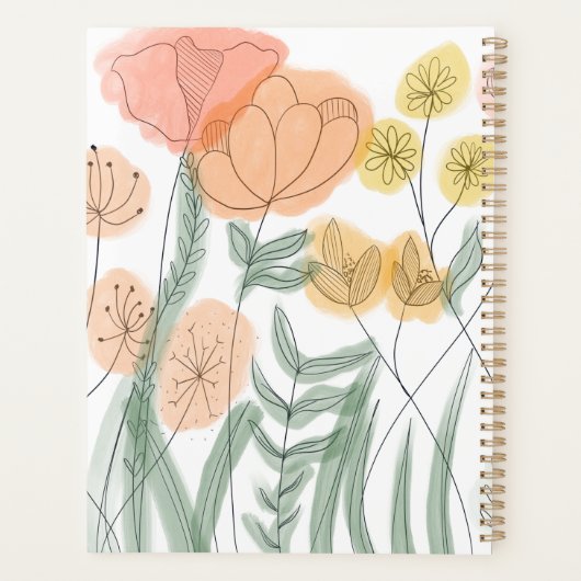 Oranje wilde bloemen planner (Achterkant)