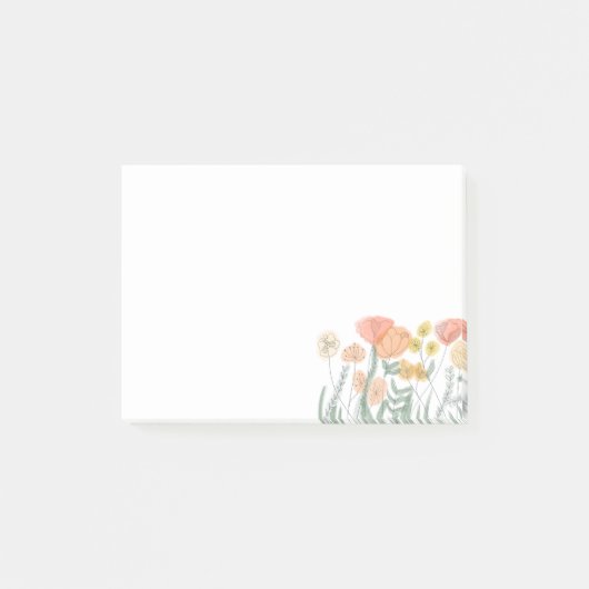 Oranje wilde bloemen post-it® notes (Voorkant)