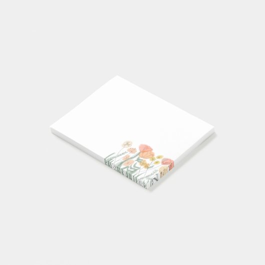 Oranje wilde bloemen post-it® notes (Schuin)