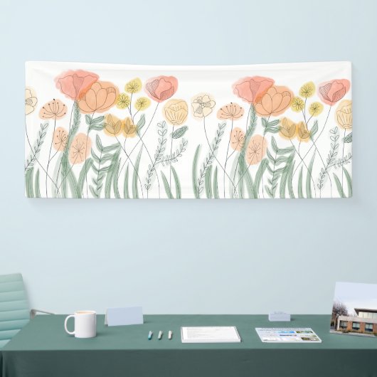 Oranje wilde bloemen spandoek (Beurs)