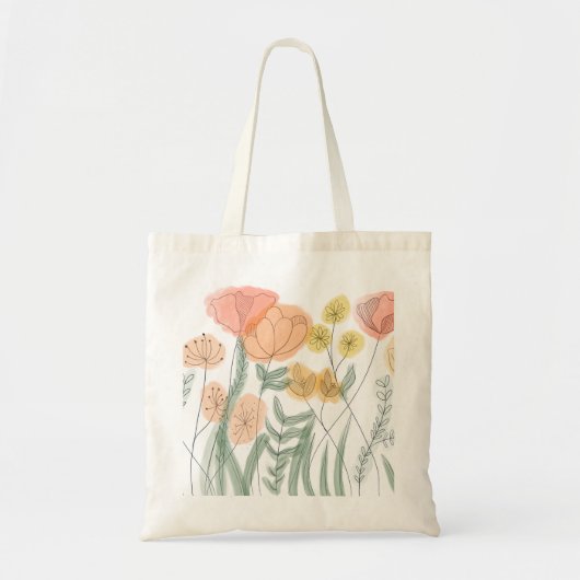 Oranje wilde bloemen tote bag (Voorkant)