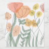 Oranje wilde bloemen wijn etiket (Enkel label)