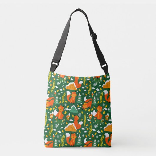 Oranje wilde herfst winter bos vos crossbody tas (Voorkant)