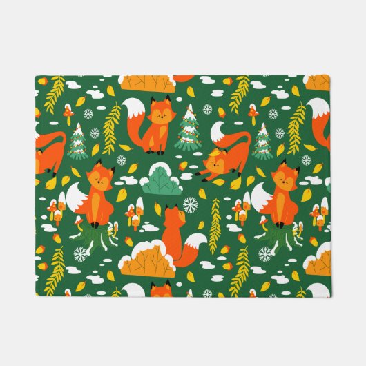 Oranje wilde herfst winter bos vos deurmat (Voorkant)