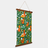 Oranje wilde herfst winter bos vos hangend wandkleed (Gebogen)