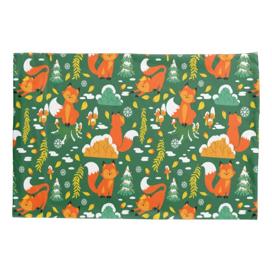 Oranje wilde herfst winter bos vos kussensloop (Achterkant)