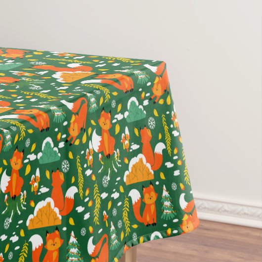 Oranje wilde herfst winter bos vos tafelkleed (Voorbeeld)