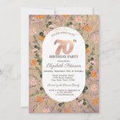 Oranje Wildflower String Lichten 70e Verjaardag Kaart (Voorkant)