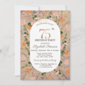 Oranje Wildflower String Lichten 75e Verjaardag Kaart (Voorkant)