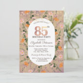 Oranje Wildflower String Lichten 85e Verjaardag Kaart (Staand voorkant)