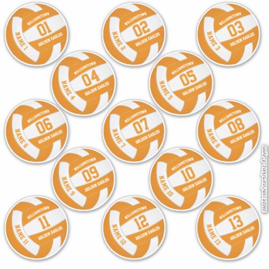 oranje wit 13 douanespelers volleyball sticker (Voorkant)