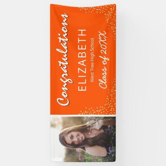 Oranje Wit 2025 Foto Afstudeerfeest Spandoek (Verticaal)
