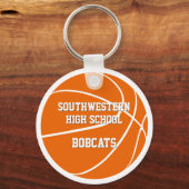 oranje wit aangepaste jersey nummer basketbal sleutelhanger (Achterkant)