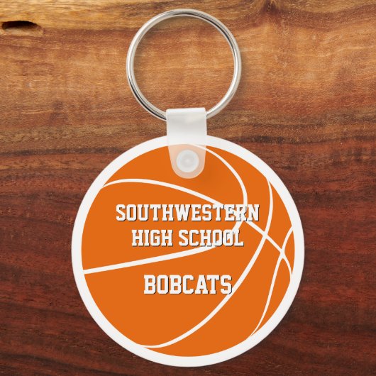 oranje wit aangepaste jersey nummer basketbal sleutelhanger (Achterkant)