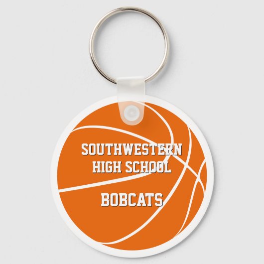 oranje wit aangepaste jersey nummer basketbal sleutelhanger (Achterkant)