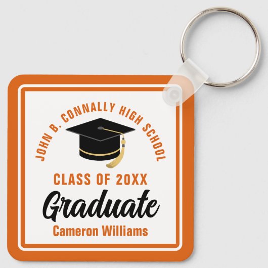 Oranje Wit Afstuderen 2023 Gepersonaliseerd Afstud Sleutelhanger (Achterkant)