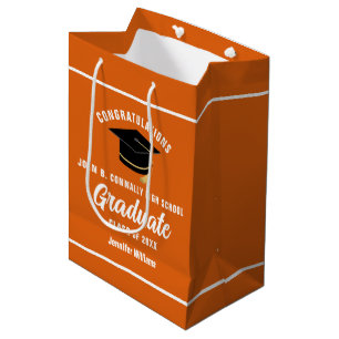 Oranje Wit Afstuderen Custom 2025 Graduation Party Medium Cadeauzakje