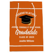Oranje Wit Afstuderen Custom 2025 Graduation Party Medium Cadeauzakje (Voorkant)