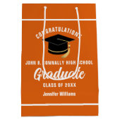 Oranje Wit Afstuderen Custom 2025 Graduation Party Medium Cadeauzakje (Achterkant)