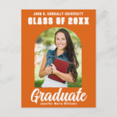 Oranje wit Afstuderen Foto modern gebold Afstudere Briefkaart (Voorkant)