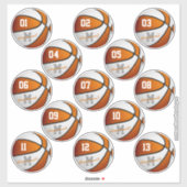 oranje wit basketbal 13 atleten blad van sticker (Vel)