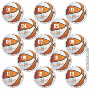 oranje wit basketbal 13 atleten blad van sticker