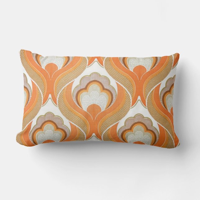  Oranje wit behangpatroon Kussen (Voorkant)