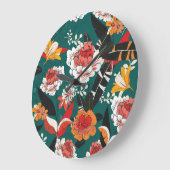 Oranje-wit bloemig:  naadloze illustratie grote klok (Hoek)