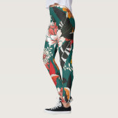 Oranje-wit bloemig:  naadloze illustratie leggings (Links)
