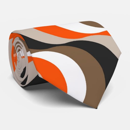 Oranje, wit, bruin, retroflectuur Abstracte art 4 Stropdas (Opgerold)