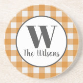 Oranje wit buffelmonogram zandsteen onderzetter (Voorkant)