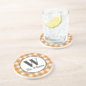 Oranje wit buffelmonogram zandsteen onderzetter (Zijkant)