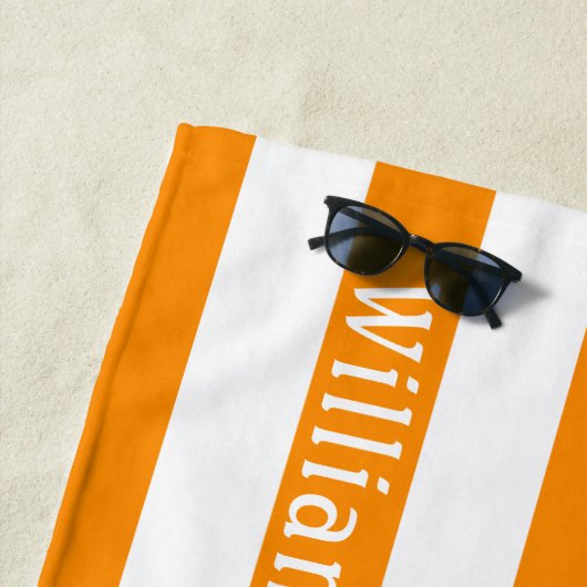 Oranje Wit | Cabana Strepen Persoonlijk Strandlaken (In situ)