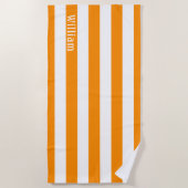 Oranje Wit | Cabana Strepen Persoonlijk Strandlaken (Voorkant)