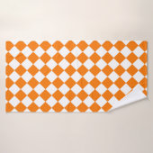 Oranje wit Checker Diamantpatroon Badhanddoek (Badhanddoek)