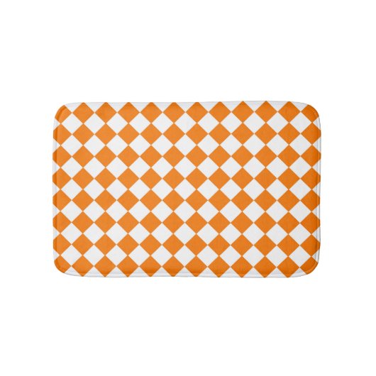 Oranje wit Checker Diamantpatroon Badmat (Voorkant)