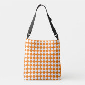 Oranje wit Checker Diamantpatroon Crossbody Tas (Achterkant)