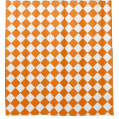 Oranje wit Checker Diamantpatroon Douchegordijn (Voorkant)