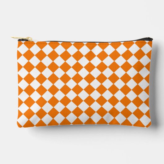Oranje wit Checker Diamantpatroon Etui (Voorkant)