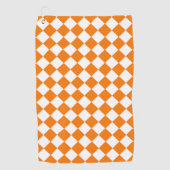 Oranje wit Checker Diamantpatroon Golfhanddoek (Voorkant)