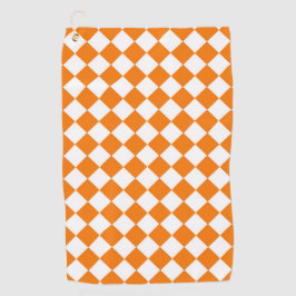 Oranje wit Checker Diamantpatroon Golfhanddoek