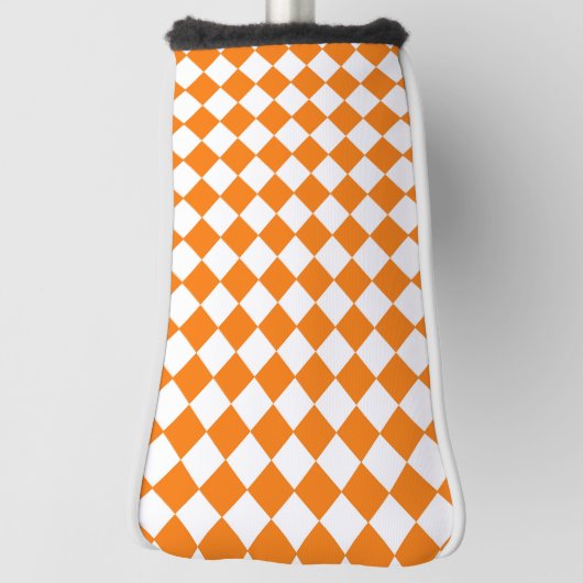 Oranje wit Checker Diamantpatroon Golfheadcover (Draai 90)
