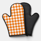 Oranje wit Checker Diamantpatroon Ovenwant (Voorkant / Achterkant)
